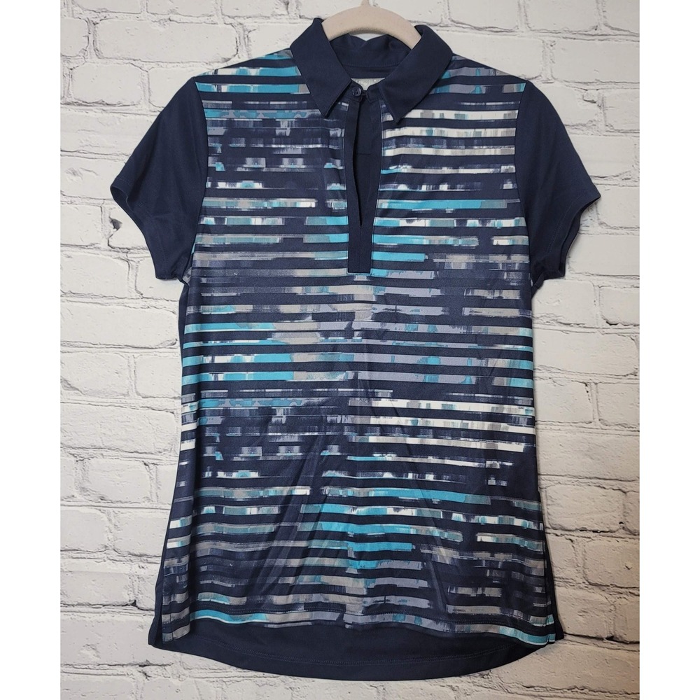 Callaway‎ Opti-Dri Womens Golf Polo Shirt Blue Striped Short Sleeve Med Athletic